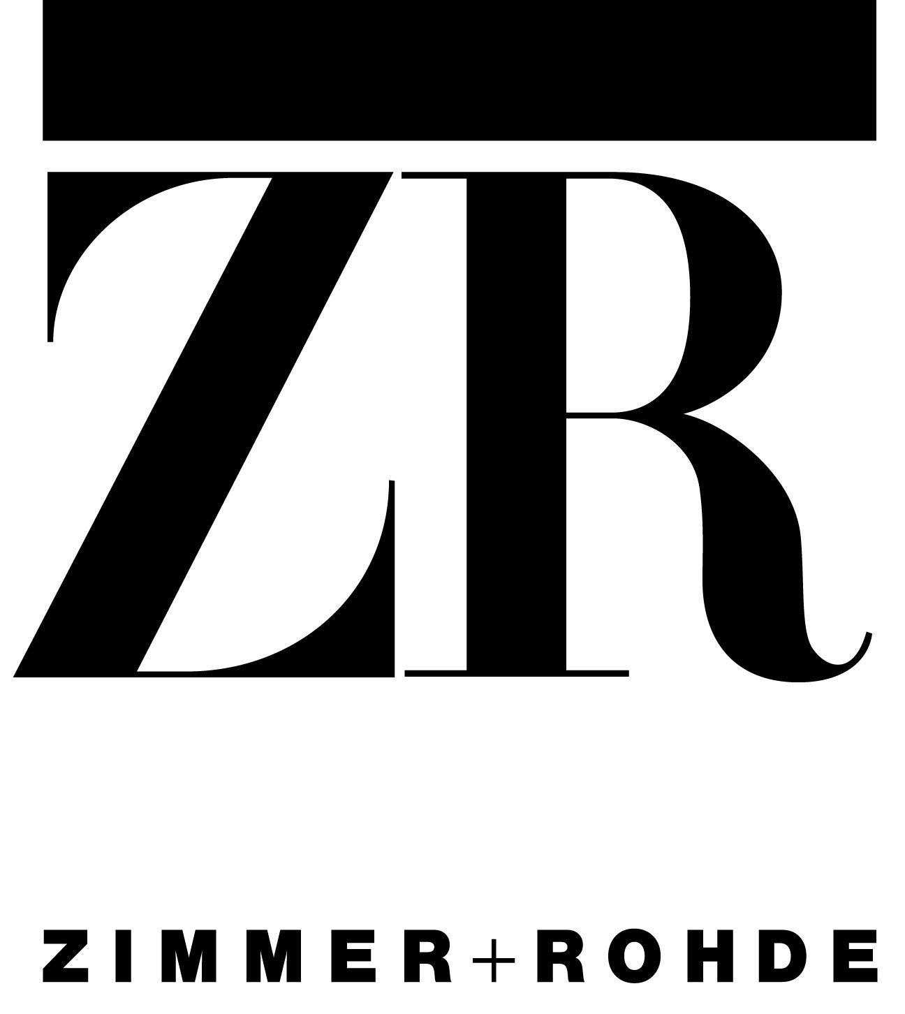 Ein schwarz-weißes Logo für Zimmer + Rohde.