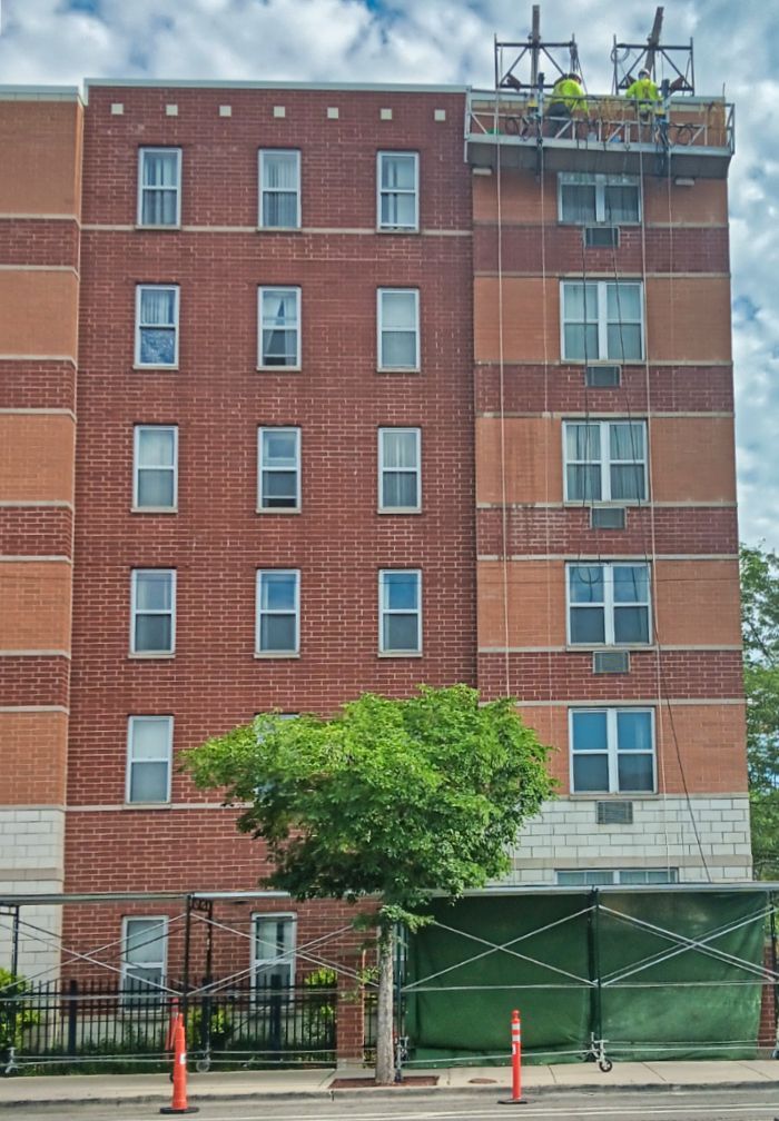 Churchview Living with a scaffolding on top of it