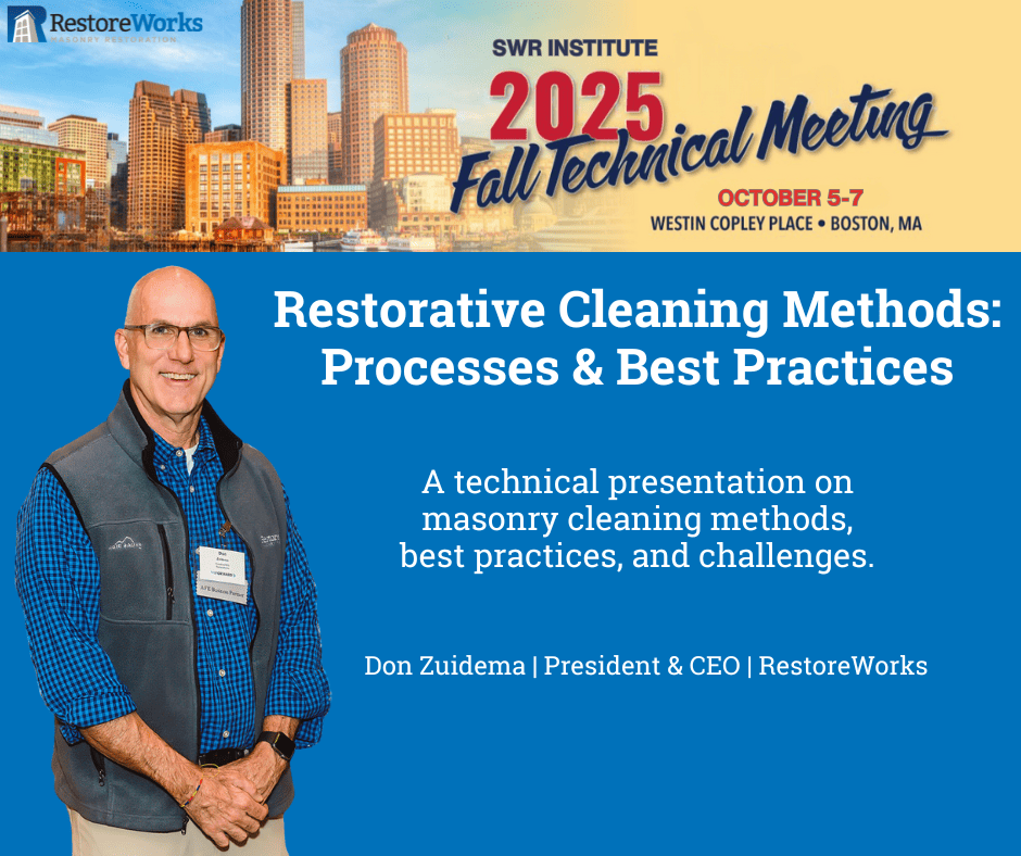 RestoreWorks CEO presenting restorative masonry cleaning methods at SWR Institute Fall Tech Meeting