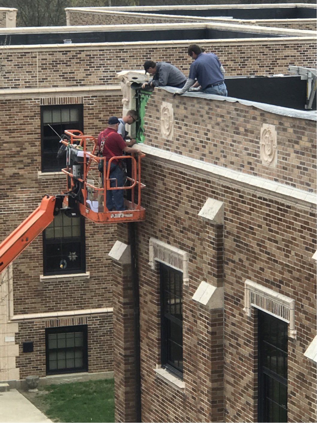 completed parapet at Indiana school for the blind