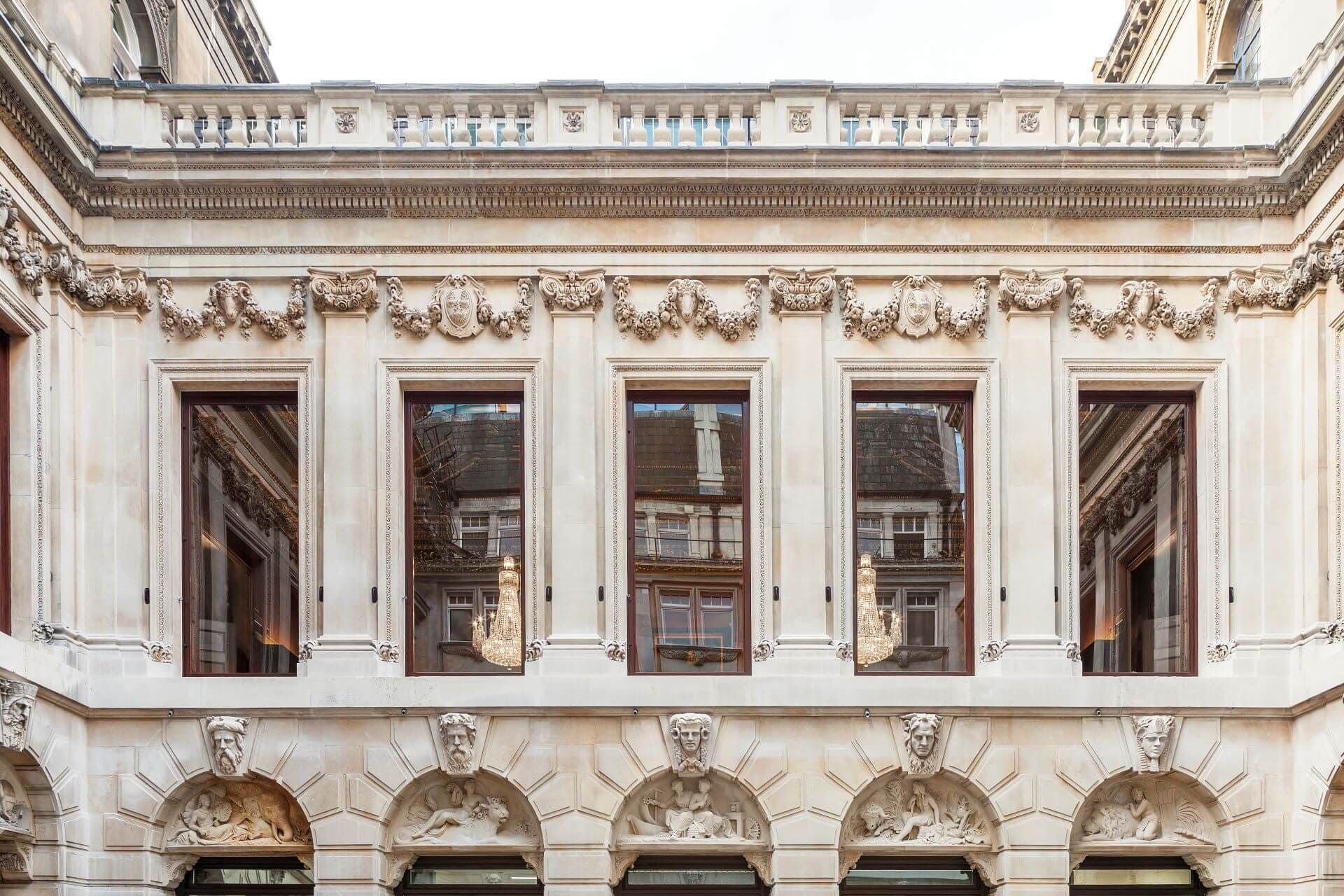 Clean historic masonry façade prepared for inspection and repair planning