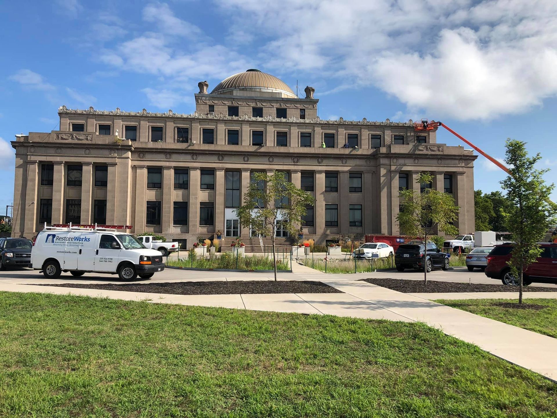 Gary City Hall after parapet restoration
