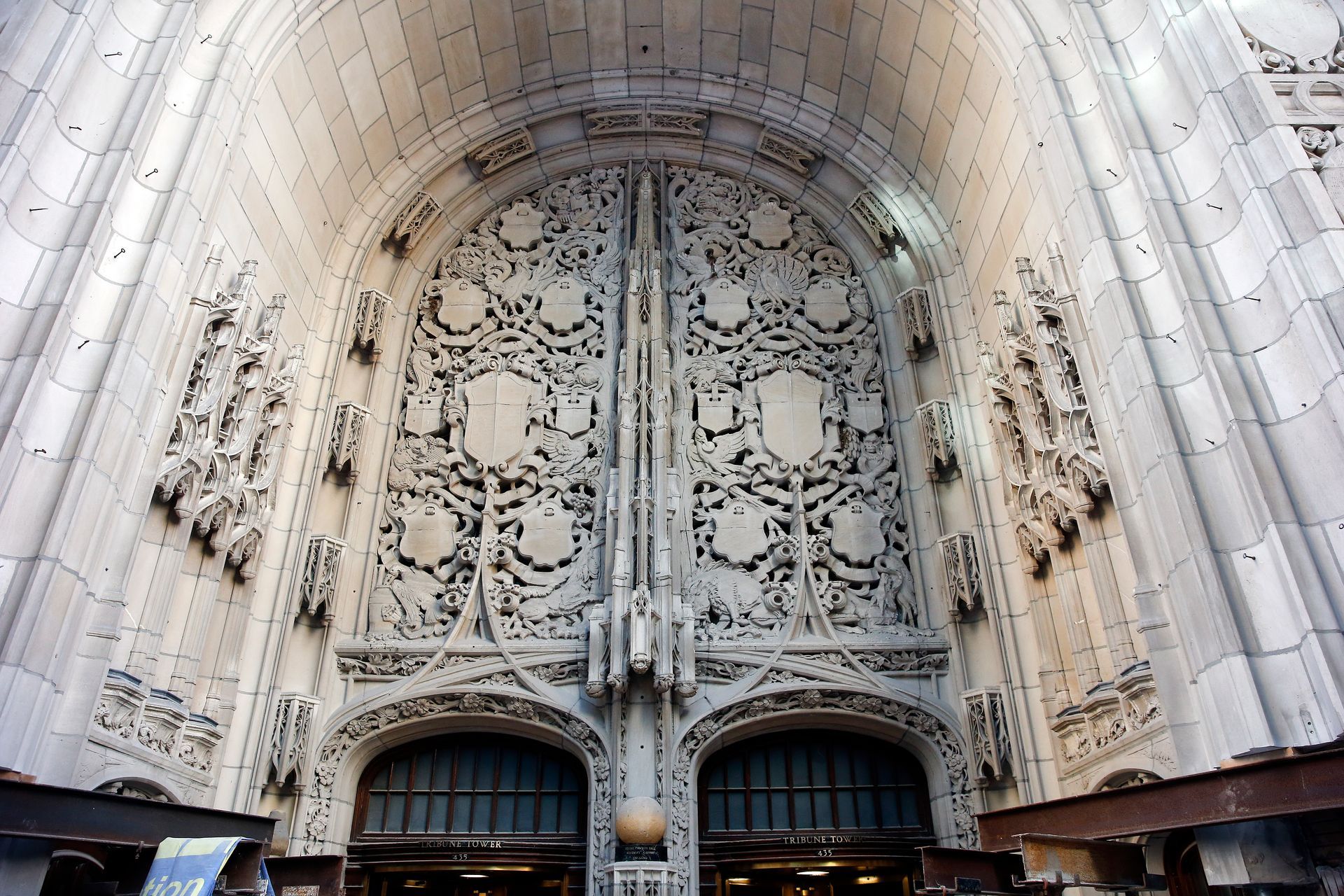 Tribune Tower facade prior to cleaning
