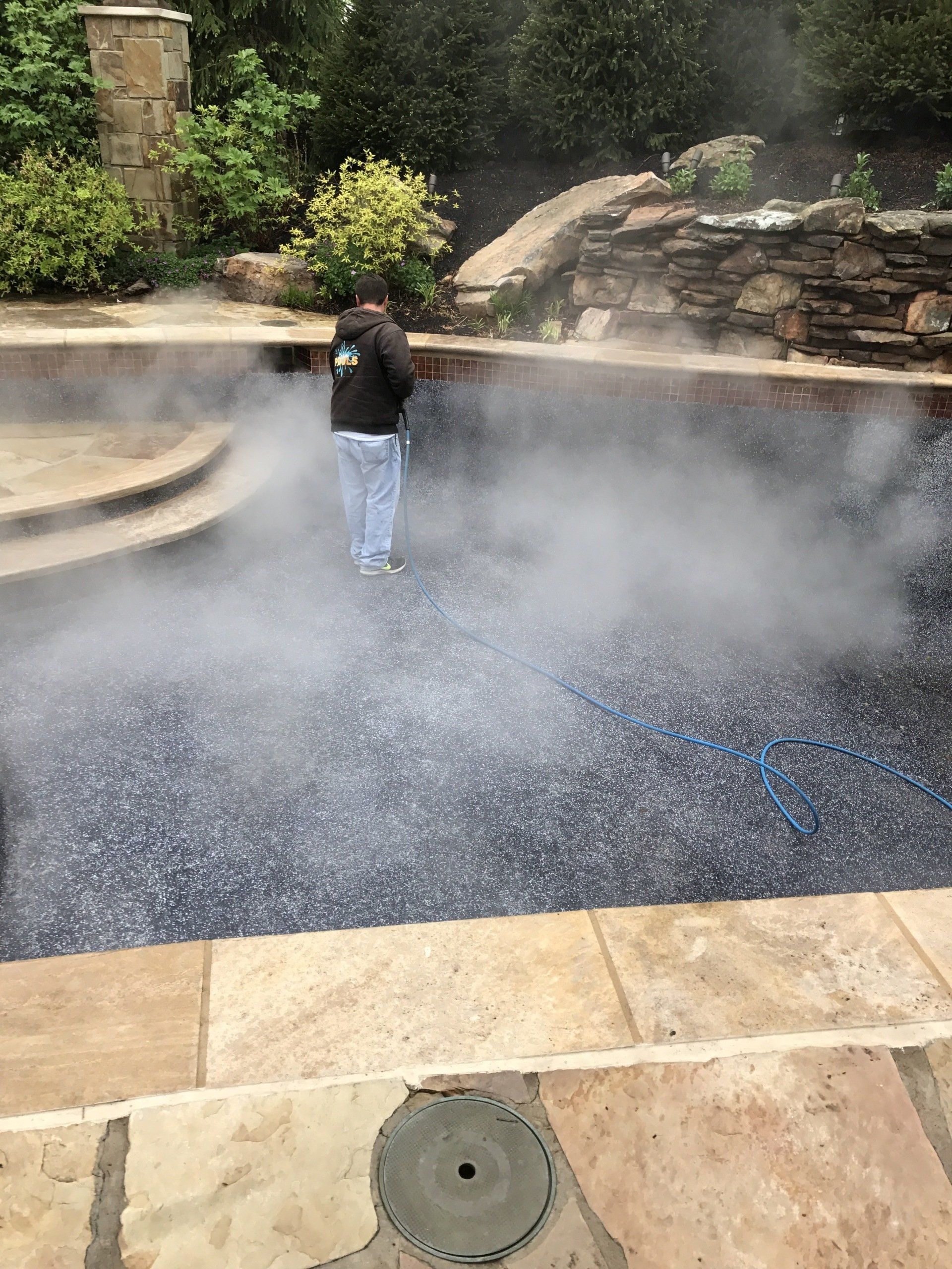 This pool is being drained and deep cleaned