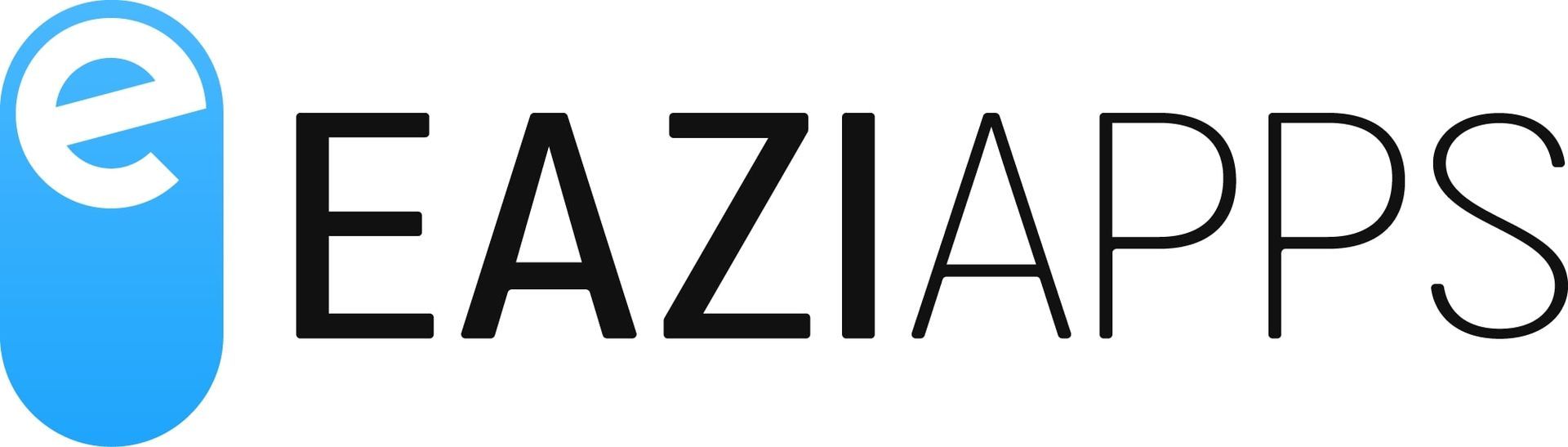 A logo for eazi apps with a blue circle in the middle