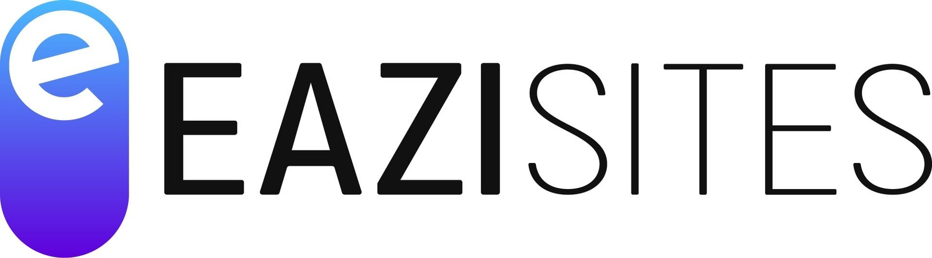 A logo for eazisites with a blue and purple gradient.
