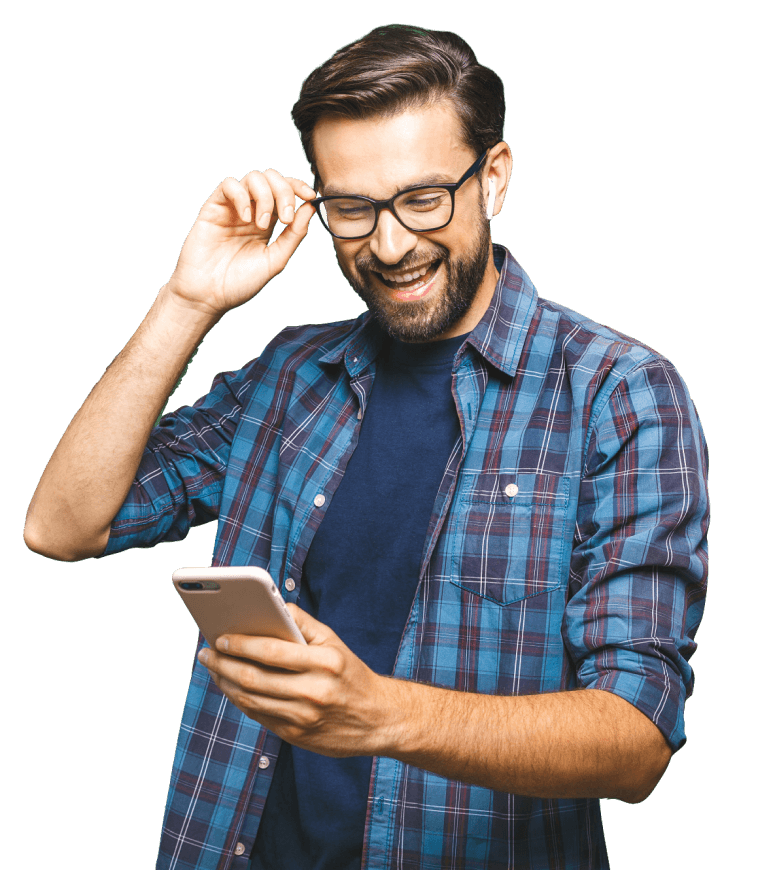 Man looking at mobile phone