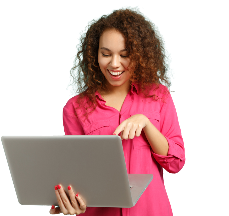 Woman looking at laptop