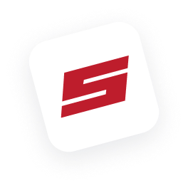 A red s on a white square on a white background.
