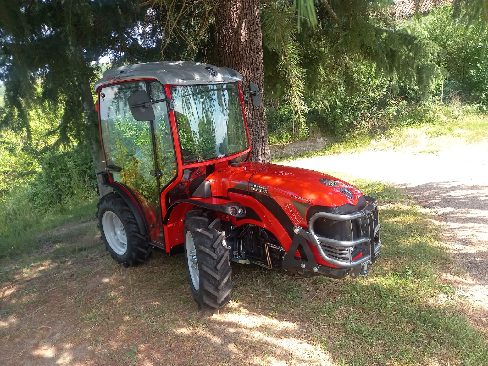 Trattore rosso su prato