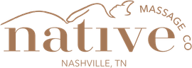 Native Massage Company logo with reclining figure outline and Nashville, TN text.