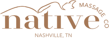 Native Massage Company logo with reclining figure outline and Nashville, TN text.