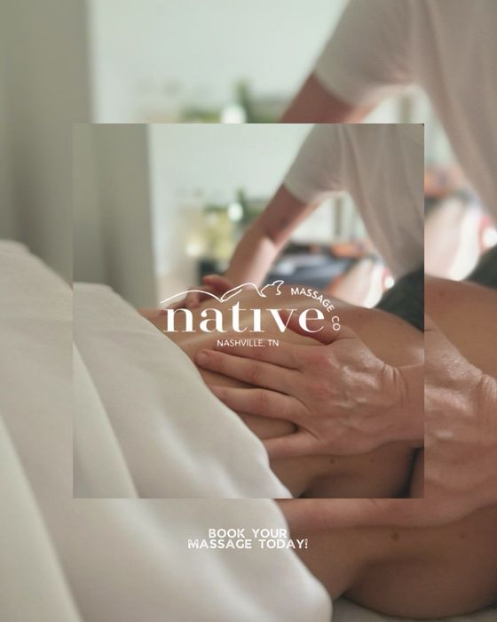 Person receiving a massage at Native's, with a massage therapist working on their back.