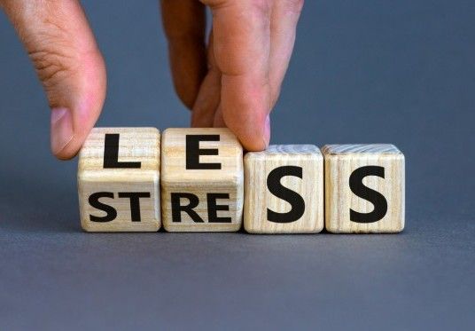 wood blocks that say stress less