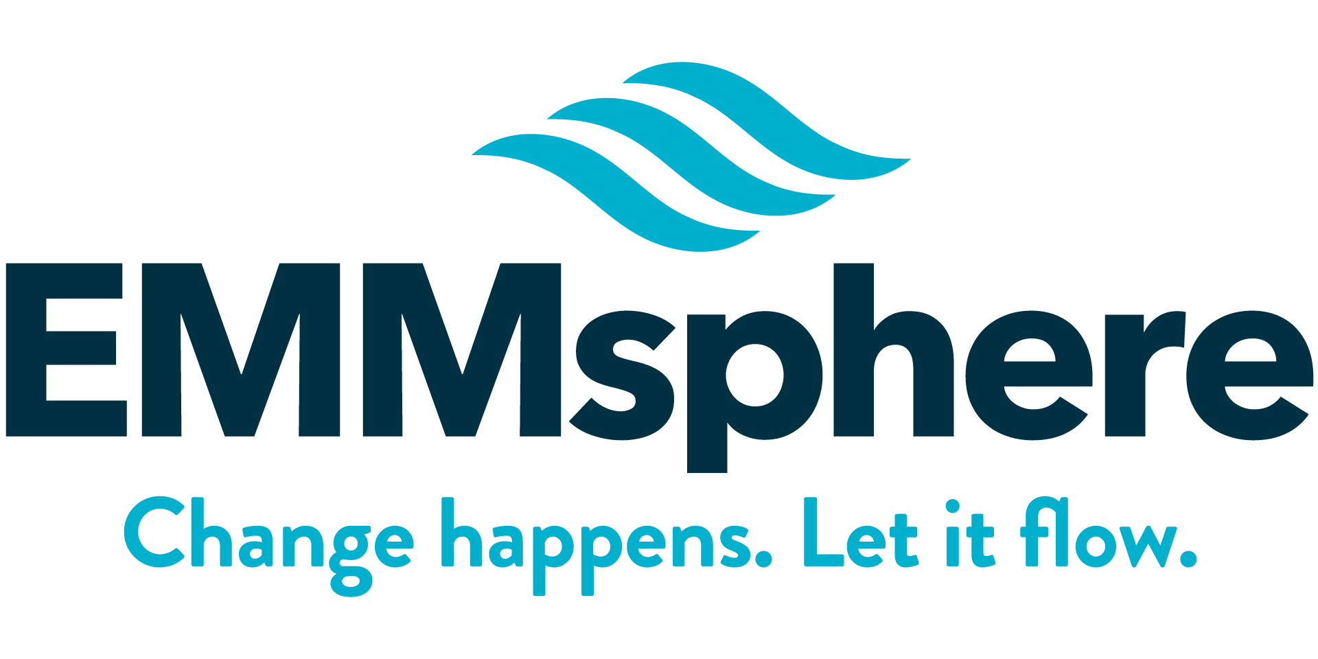 The logo for emmsphere says change happens . let it flow.