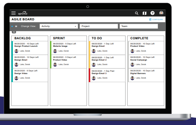 Screenshot of Aprimo Agile Board