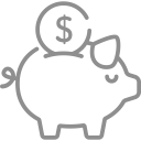 cost reduction, piggy bank icon