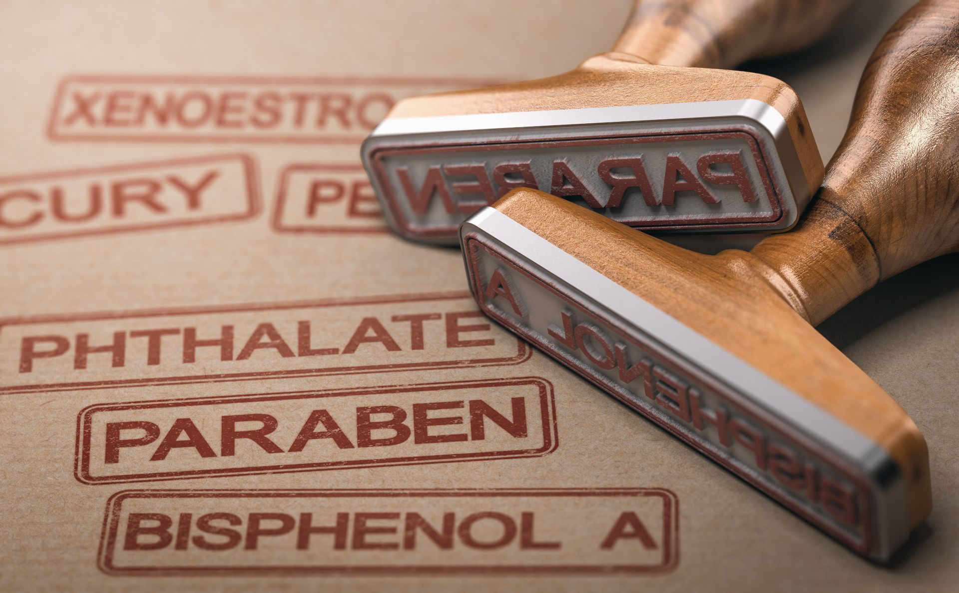 A close up of a stamp that says phthalate paraben bisphenol a