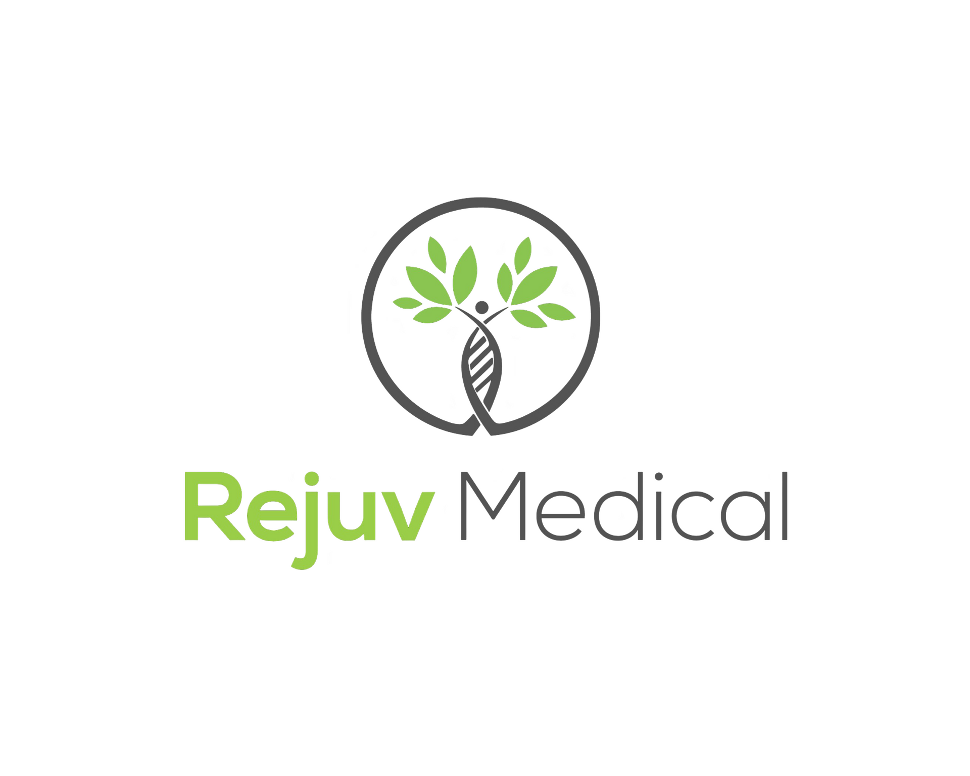 A logo for a medical company with a tree and a dna strand.