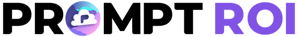 The word prompt roi is written in purple letters on a white background.