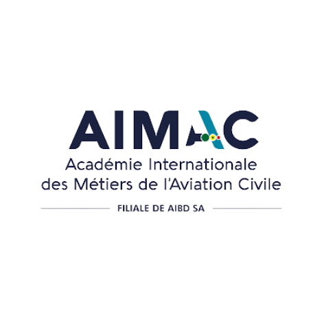 A logo for a company called aimac academie internationale des metiers de l' aviation civile.