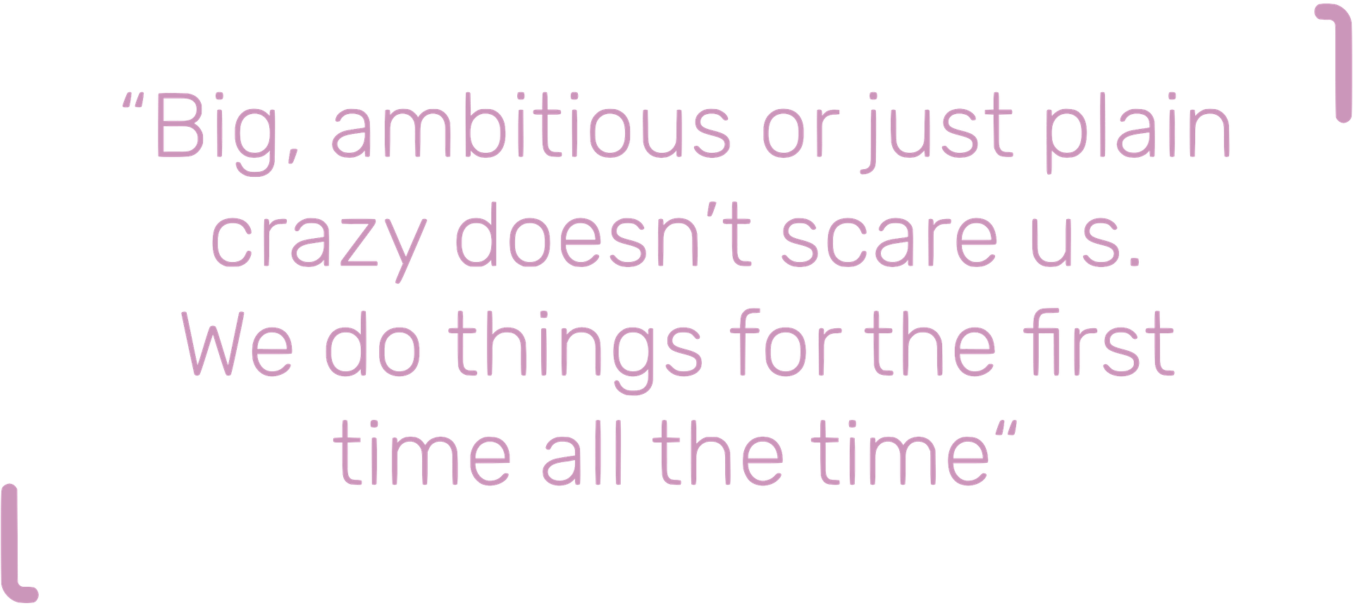 Big ambitious or just plain crazy doesn't scare us