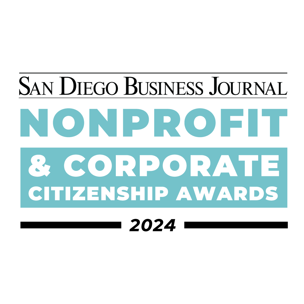 The logo for the san diego business journal nonprofit and corporate citizenship awards.