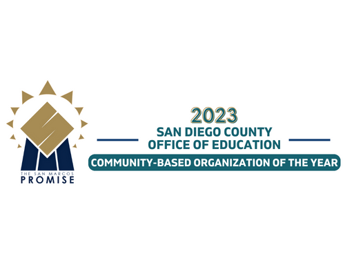 The logo for the san diego county office of education is a community-based organization of the year.