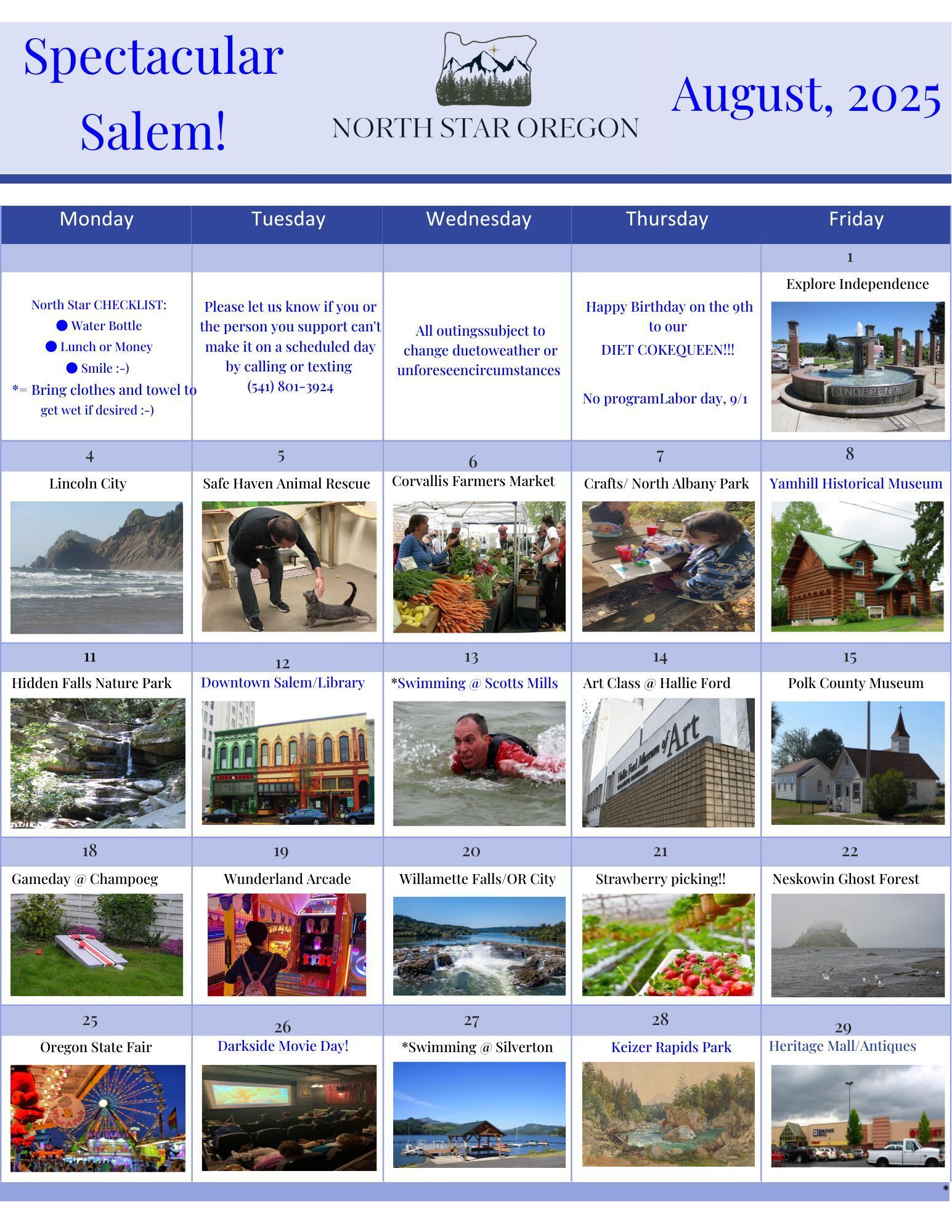 Calendar for August 2025,
