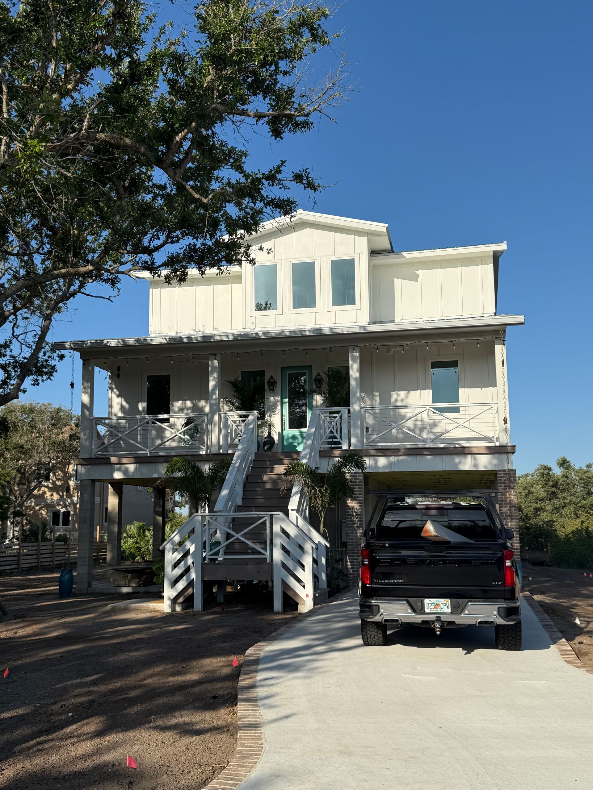 A white newly built house.