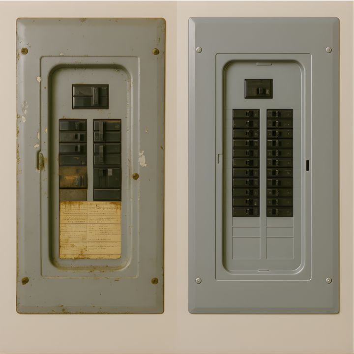 Electrician Is Using a Screwdriver to Install the Electric Power. Electrician Services in Livonia MI