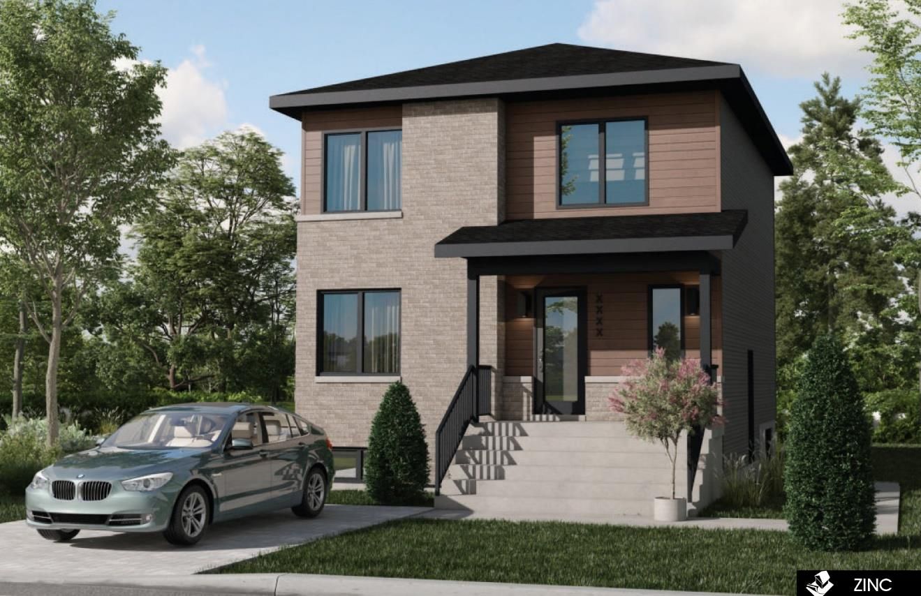 Une voiture est garée devant une maison en brique