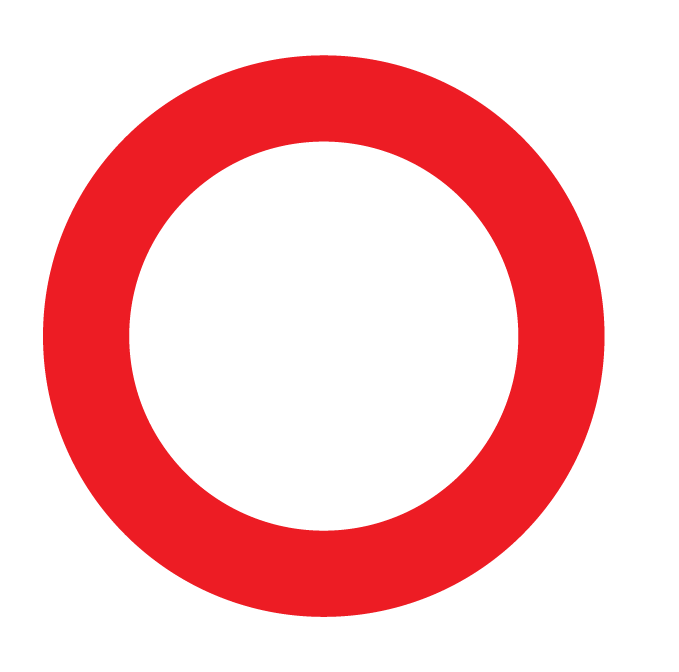 Un cercle rouge avec un centre blanc sur fond blanc