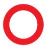 Un cercle rouge avec un centre blanc sur fond blanc
