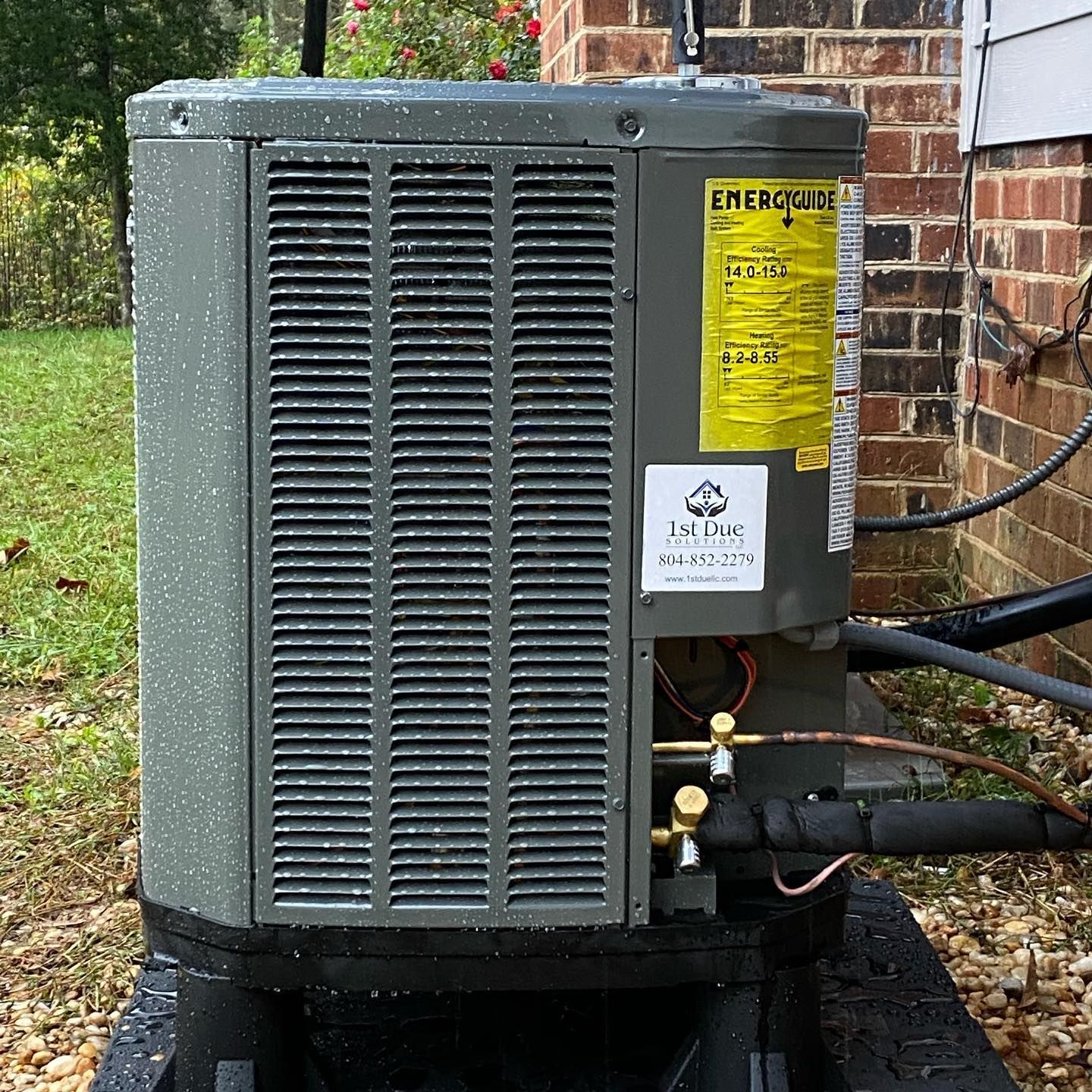 An air conditioner with a sticker on it that says energy efficient
