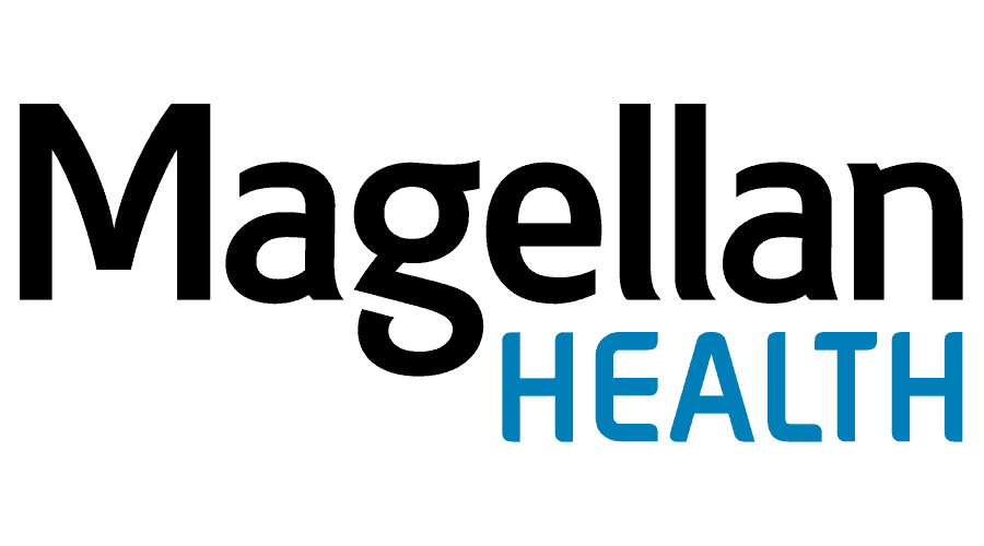 The magellan health logo is black and blue on a white background.