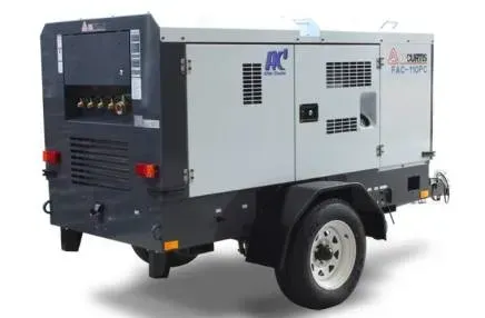 A small air compressor on a trailer on a white background.