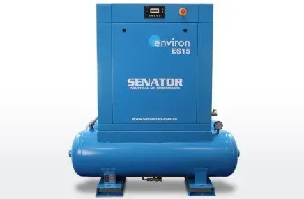 A blue ES15 air compressor with the word senator on it