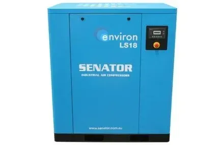A blue LS18 air compressor with the word senator on it
