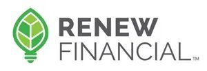 Logo of Renew Financial, with a green leaf-shaped lightbulb and the company name in gray text.