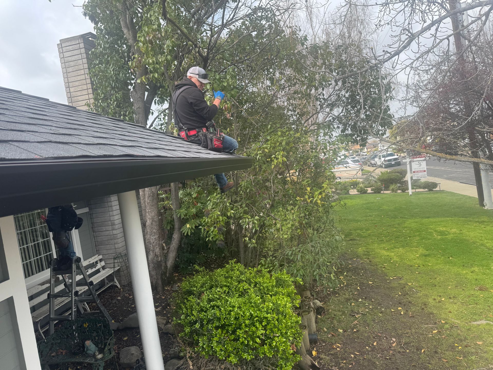 dark gutter downspout