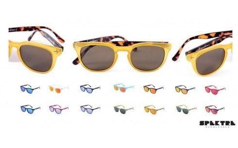 a group of sunglasses with different colors on a white background .