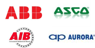Abb asco and ap aurora logos on a white background