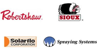 Robertshaw sioux solarflo and spraying systems logos on a white background