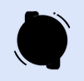 A black circle with two lines around it on a blue background.