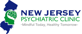 The logo for New Jersey Psychiatric Clinic is a green head with a brain.