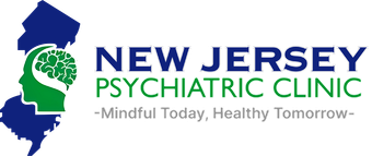 The logo for New Jersey Psychiatric Clinic is a green head with a brain.