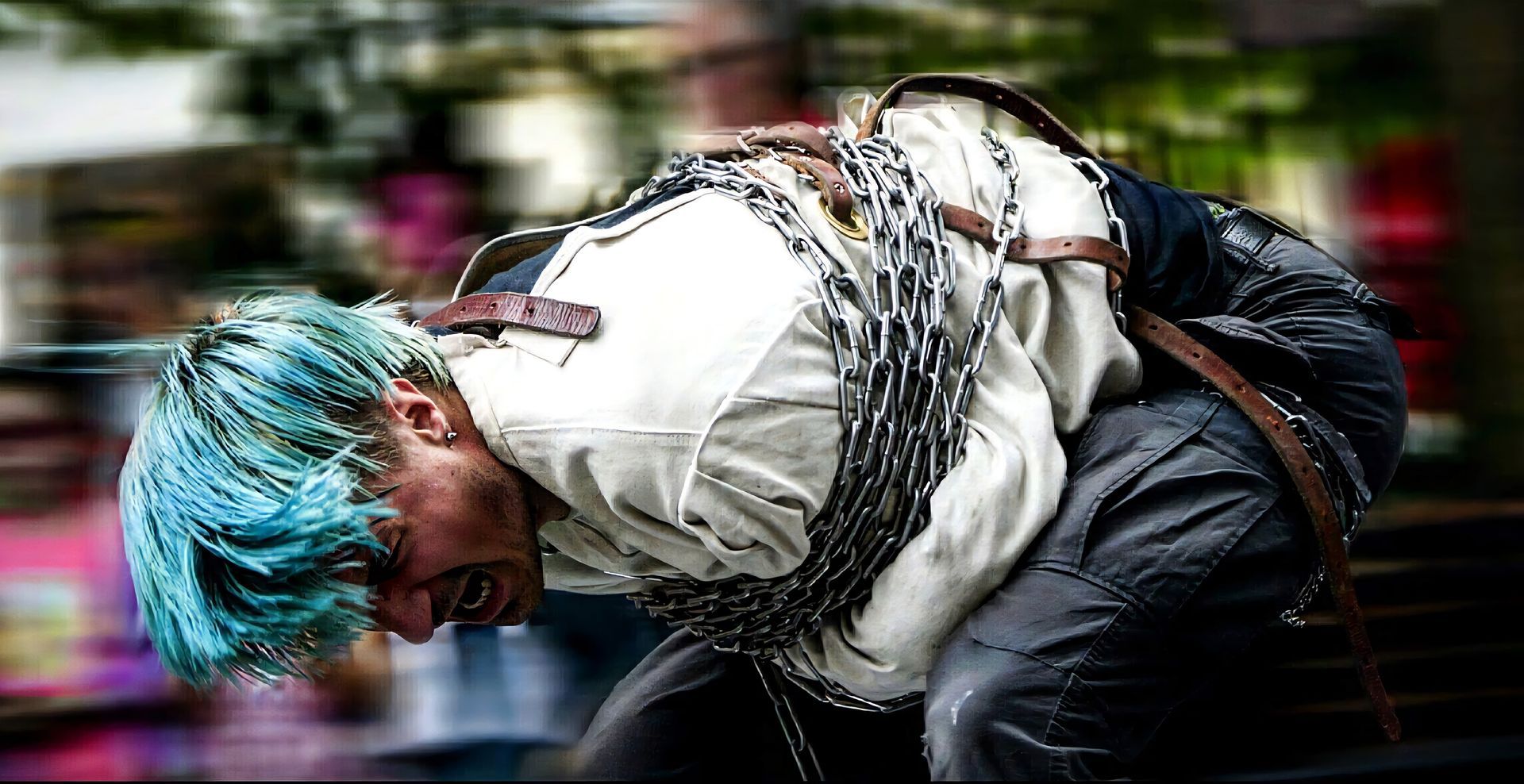 Malachi Frost performing his circus act