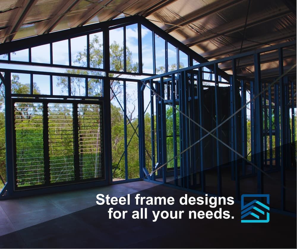 An Advertisement for Steel Frame Designs for All Your Needs — All Steel Homes in Branyan, QLD