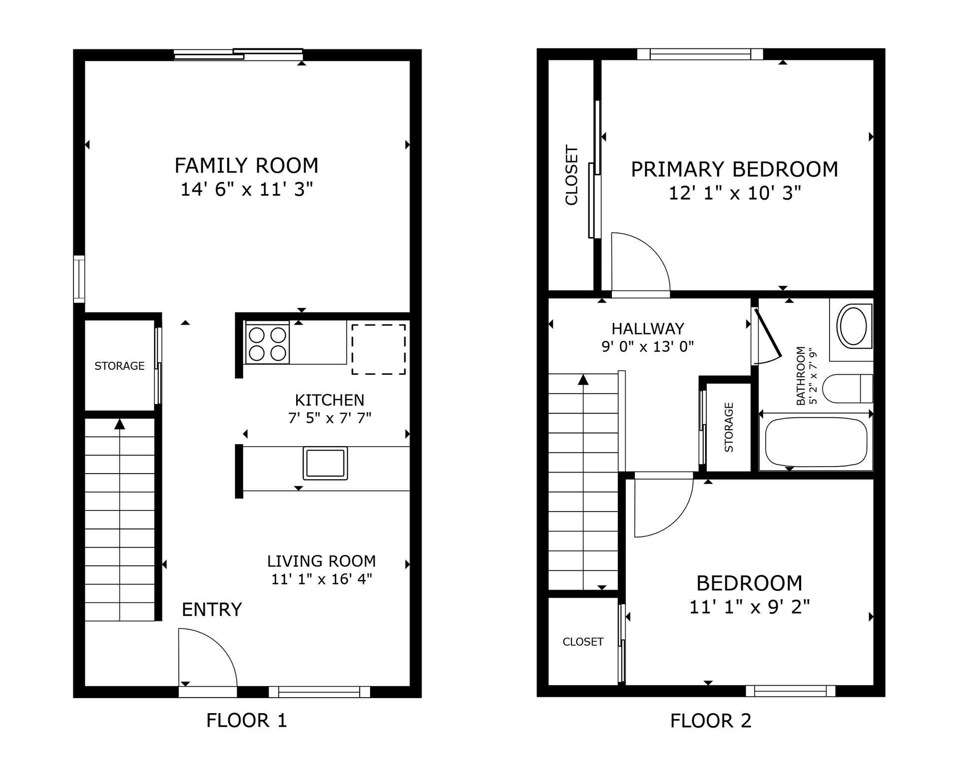 Floor Plan: 2 Bed, 1 Bath, 806 SF